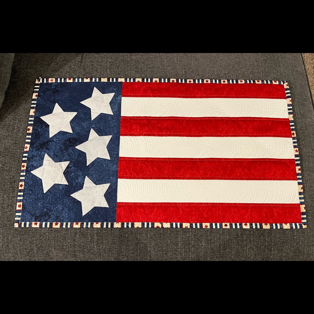 Custom made Patriotic Table Runner - Hand Made with Precision Stitching.
